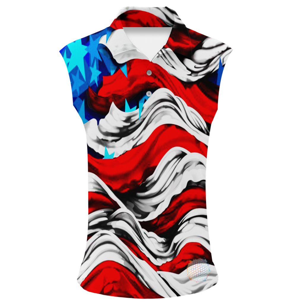 Flag Wave | Womens Sleeveless S Golf Shirts