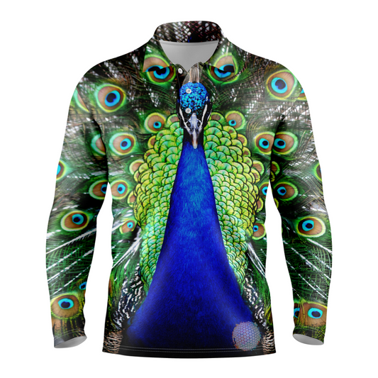 Peacock S / Long Sleeve Mens Golf Shirts